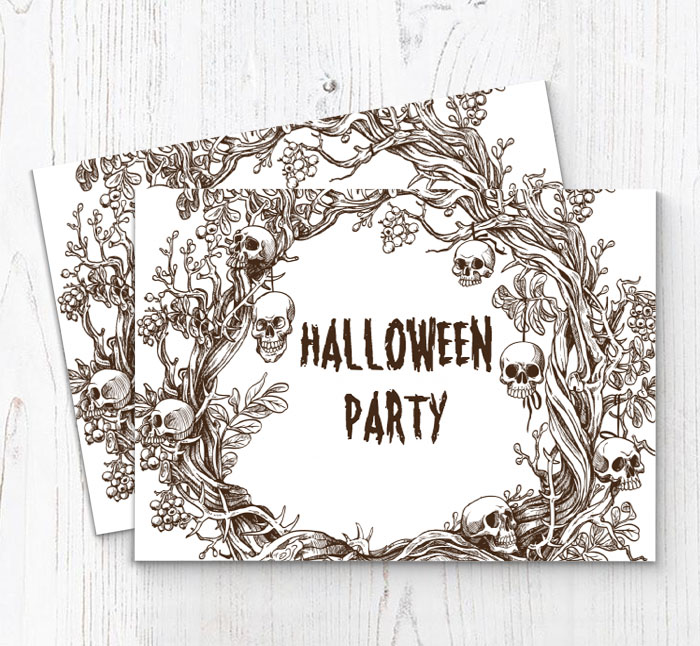 hanging skulls party invitations
