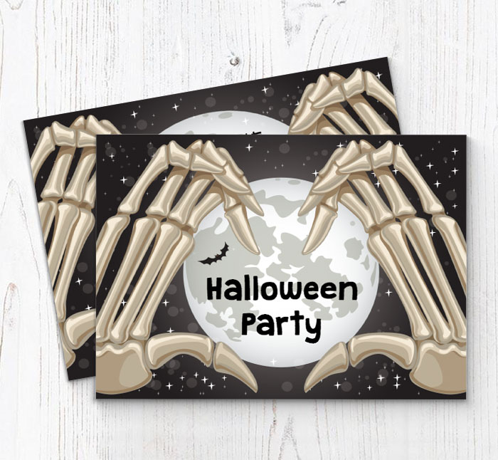 skeleton hands party invitations