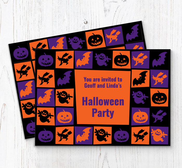 halloween mosaic party invitations