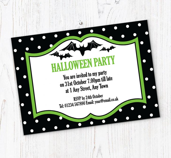 bats and dots party invitations