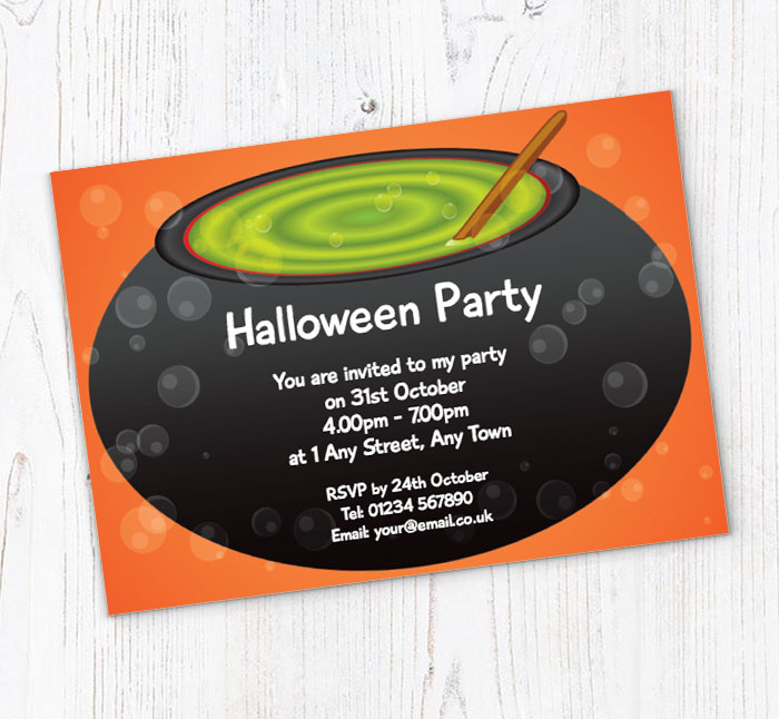 big cauldron party invitations