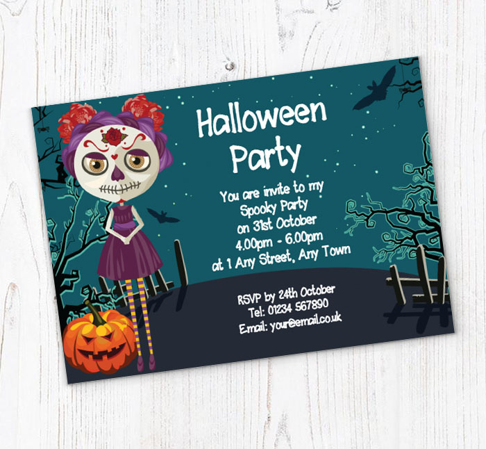 zombie girl party invitations