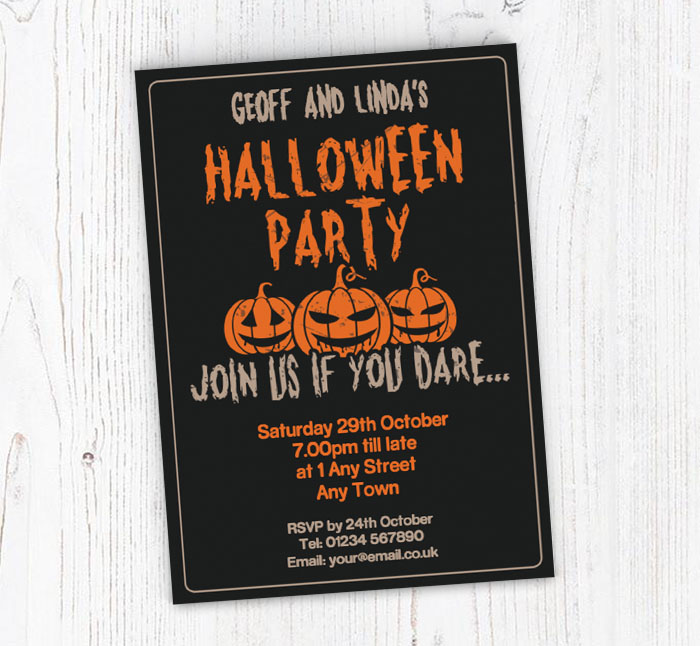 three pumpkins invitations