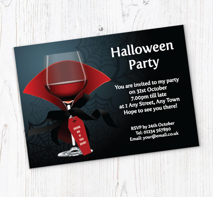 dracula wine glass invitations
