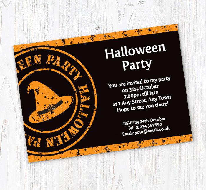 witches hat stamp invitations