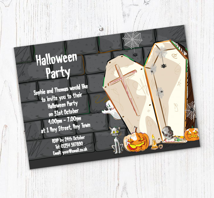 open coffin party invitations