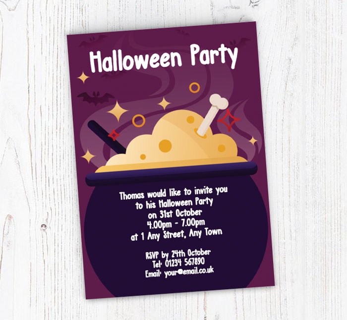 witches cauldron party invitations