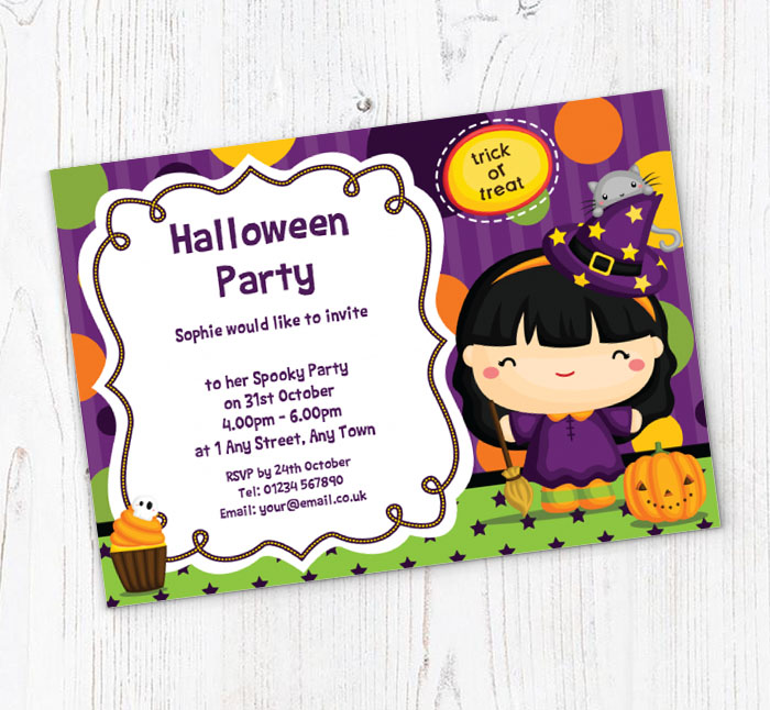 halloween girl party invitations