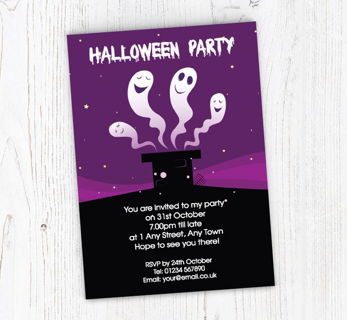 flying ghosts party invitations