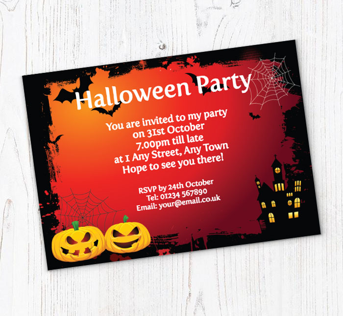 bats and pumpkins invitations