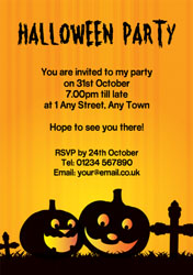 pumpkins and gravestones invitations