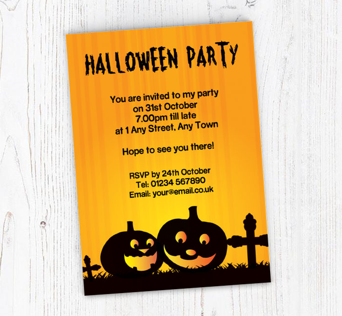 pumpkins and gravestones invitations