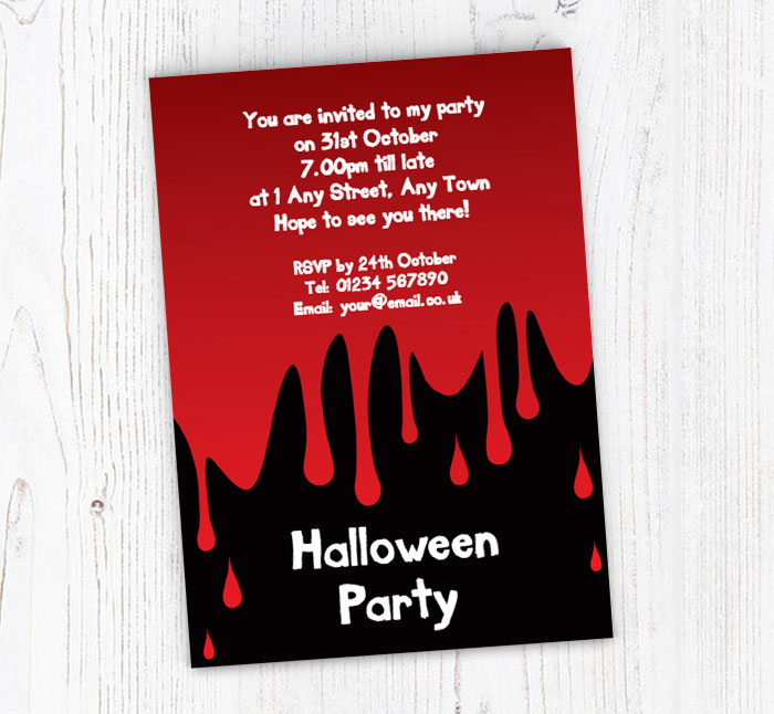 dripping blood party invitations