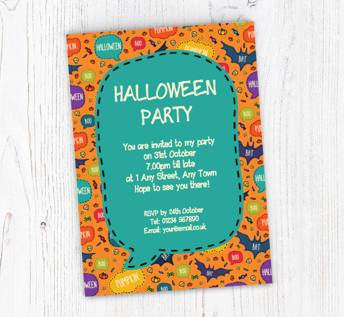 halloween words invitations