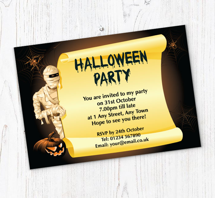 mummy and scroll invitations