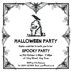 bat border party invitations