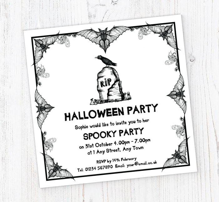 bat border party invitations