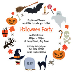 halloween circle party invitations