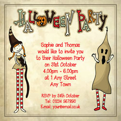 witch and ghost party invitations
