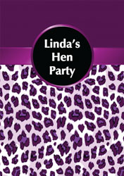 purple leopard hen party invitations