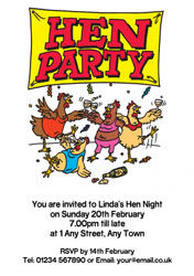 cartoon hens party invitations