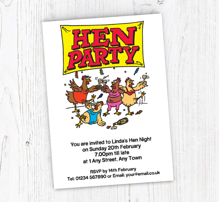 cartoon hens party invitations