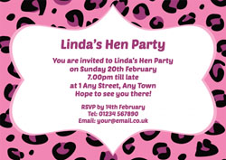 pink leopard hen party invitations