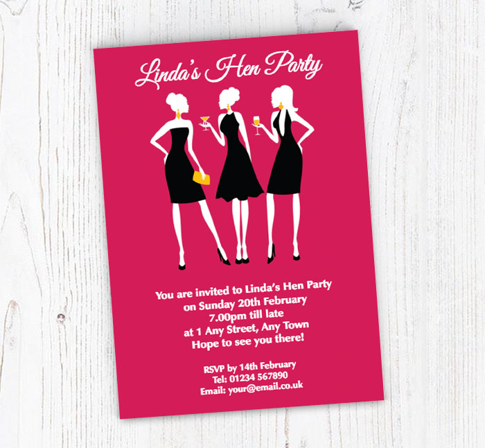 cocktail dress hen party invitations