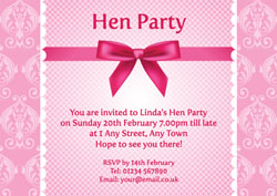 pink bow hen party invitations
