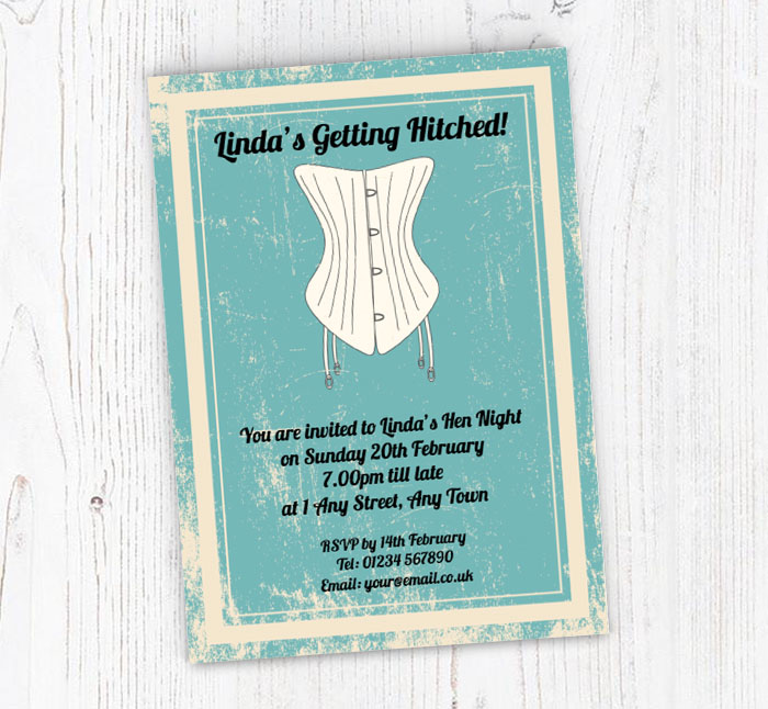 corset hen party invitations