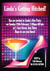 champagne and stiletto invitations