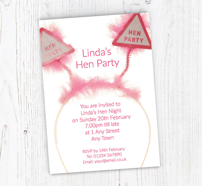 pink bopper hen party invitations