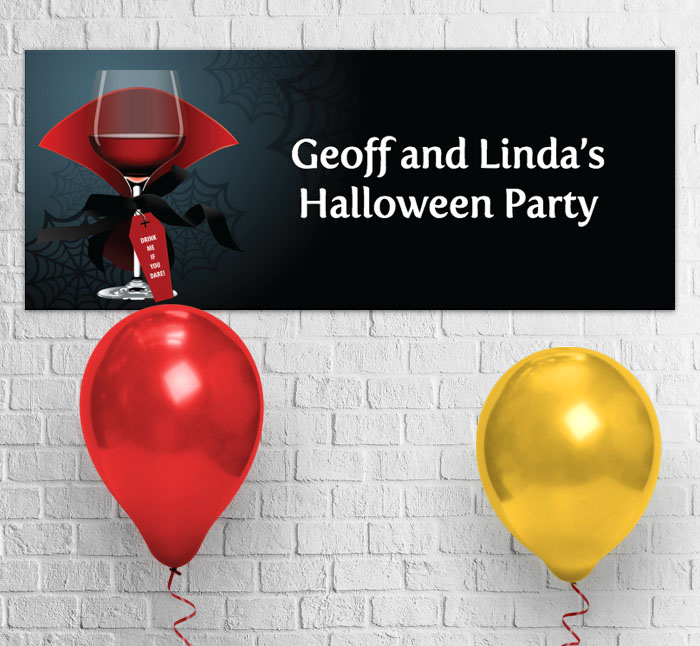 dracula wine glass party banner