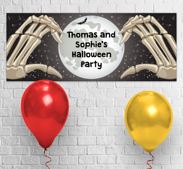 skeleton hands party banner