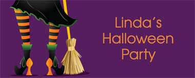 witch and broomstick party banner