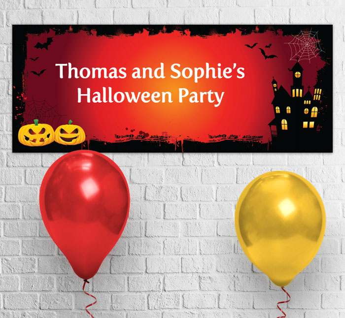 bats and pumpkins party banner