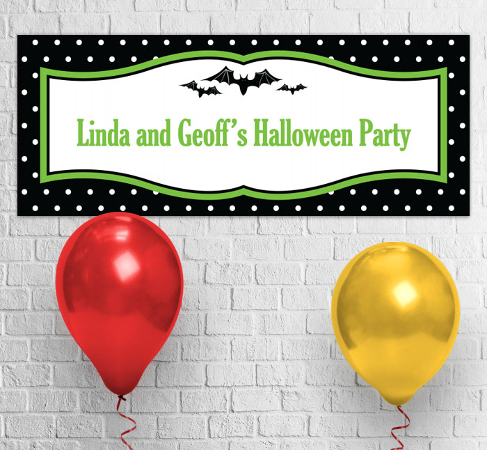 bats and dots party banner