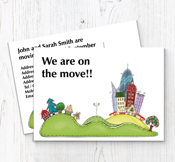 city and village moving cards