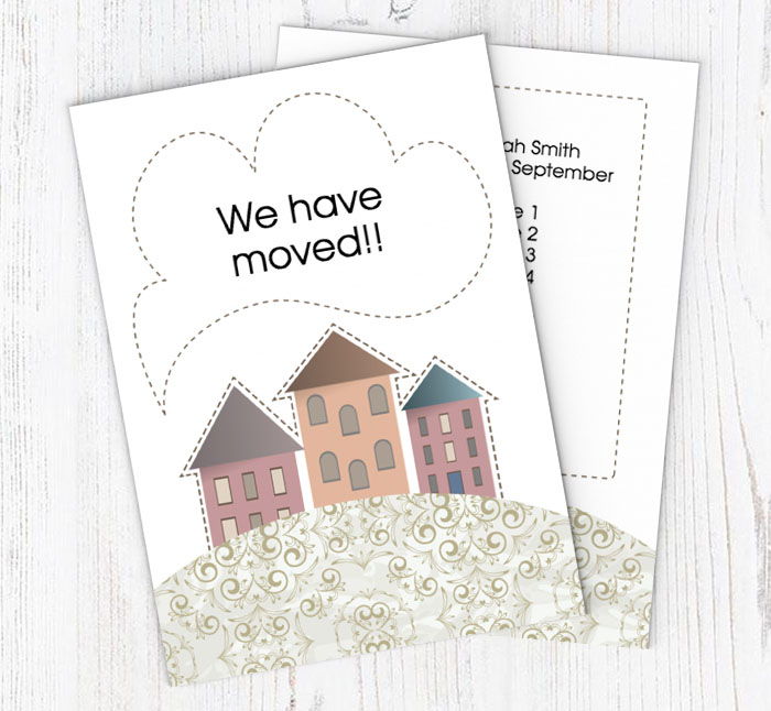 houses on hill moving cards