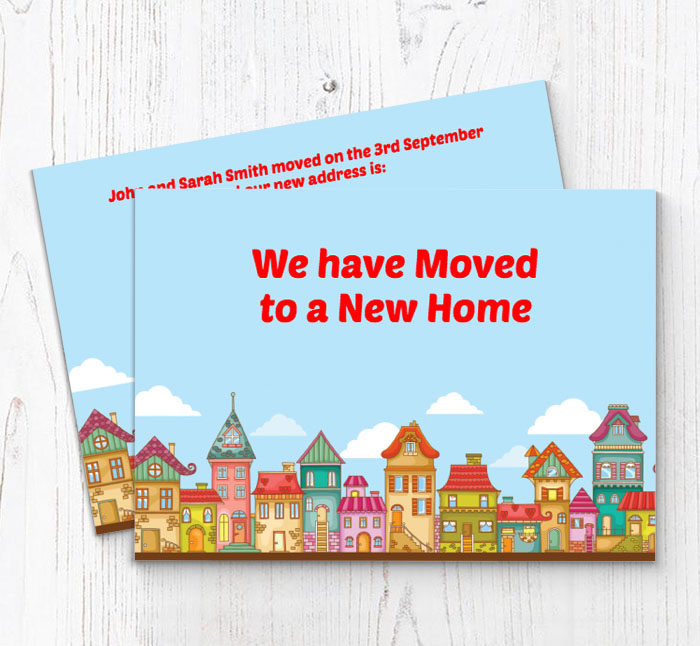illustrated houses moving cards