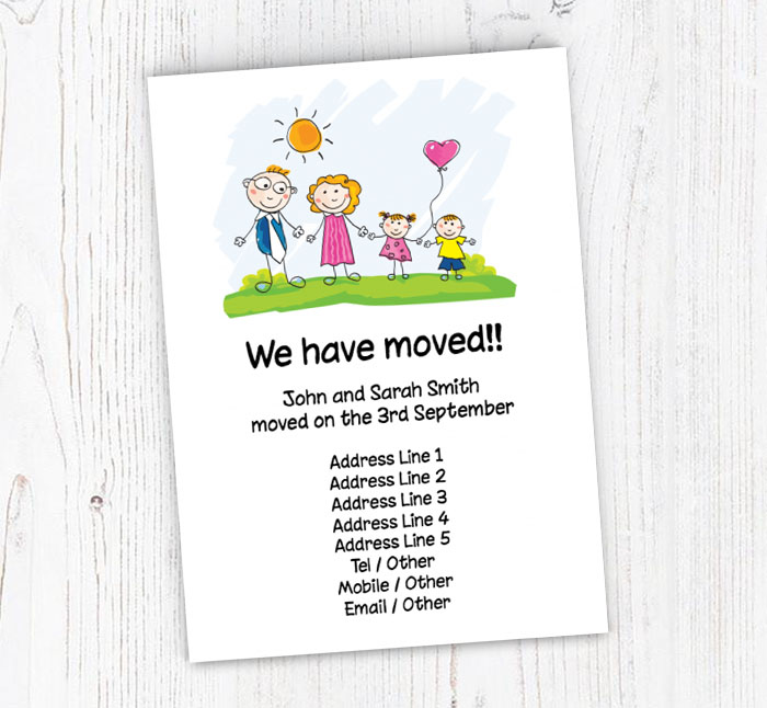 Cartoon Family Moving Cards | Personalise Online Plus Free Envelopes |  Putty Print