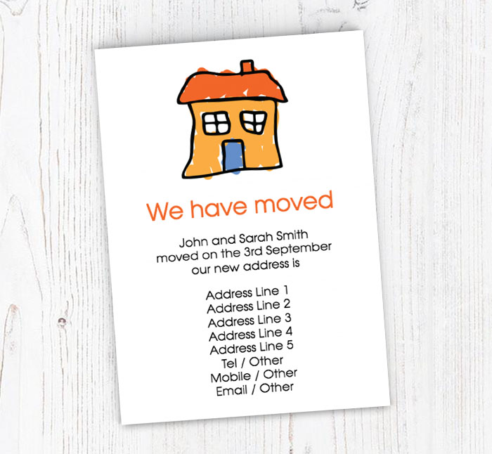 orange house moving cards