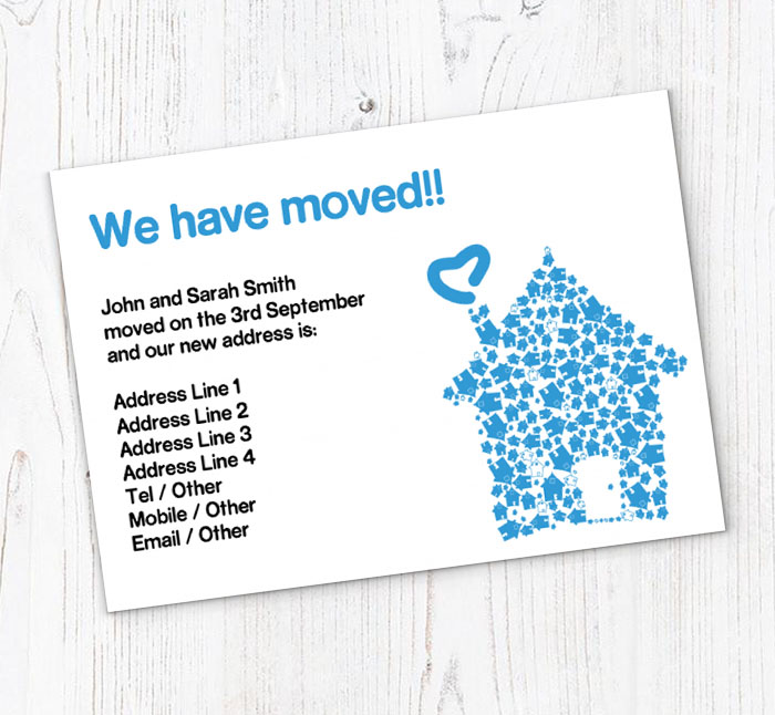 blue houses moving cards