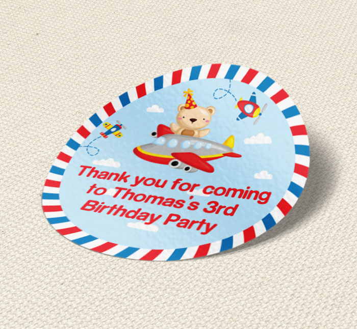 teddy bear flying party stickers