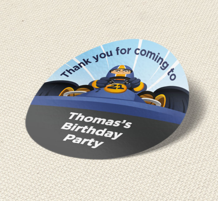 go kart party stickers