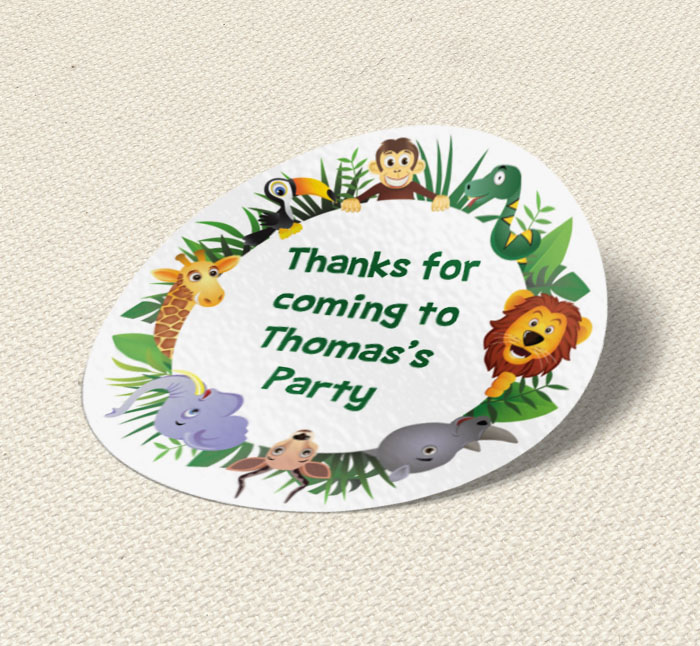 jungle animals party stickers