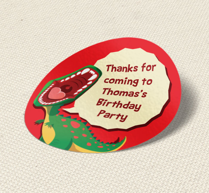 dinosaur roar party stickers