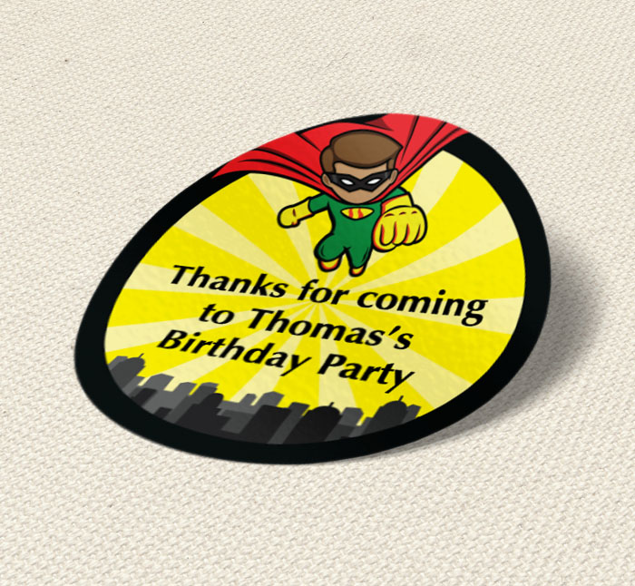 superhero party stickers