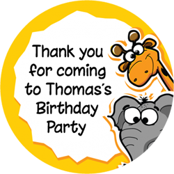 giraffe and elephant party stickers