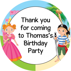 pirate and princess party stickers
